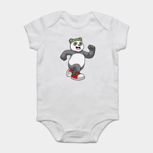 Panda at Running with Headband Baby Bodysuit